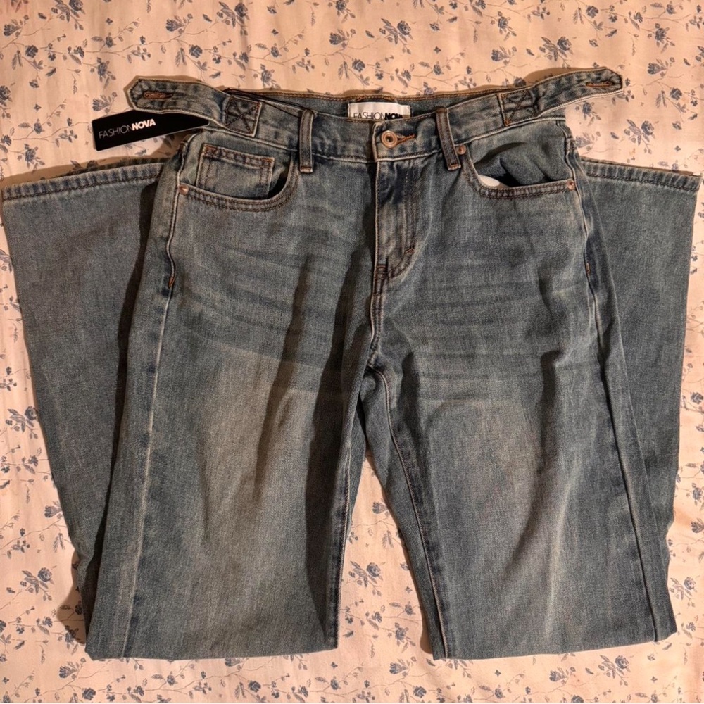 Fashion Nova Blue Flare Wide Leg Jeans